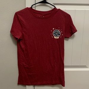 burgundy “women are the future” tee